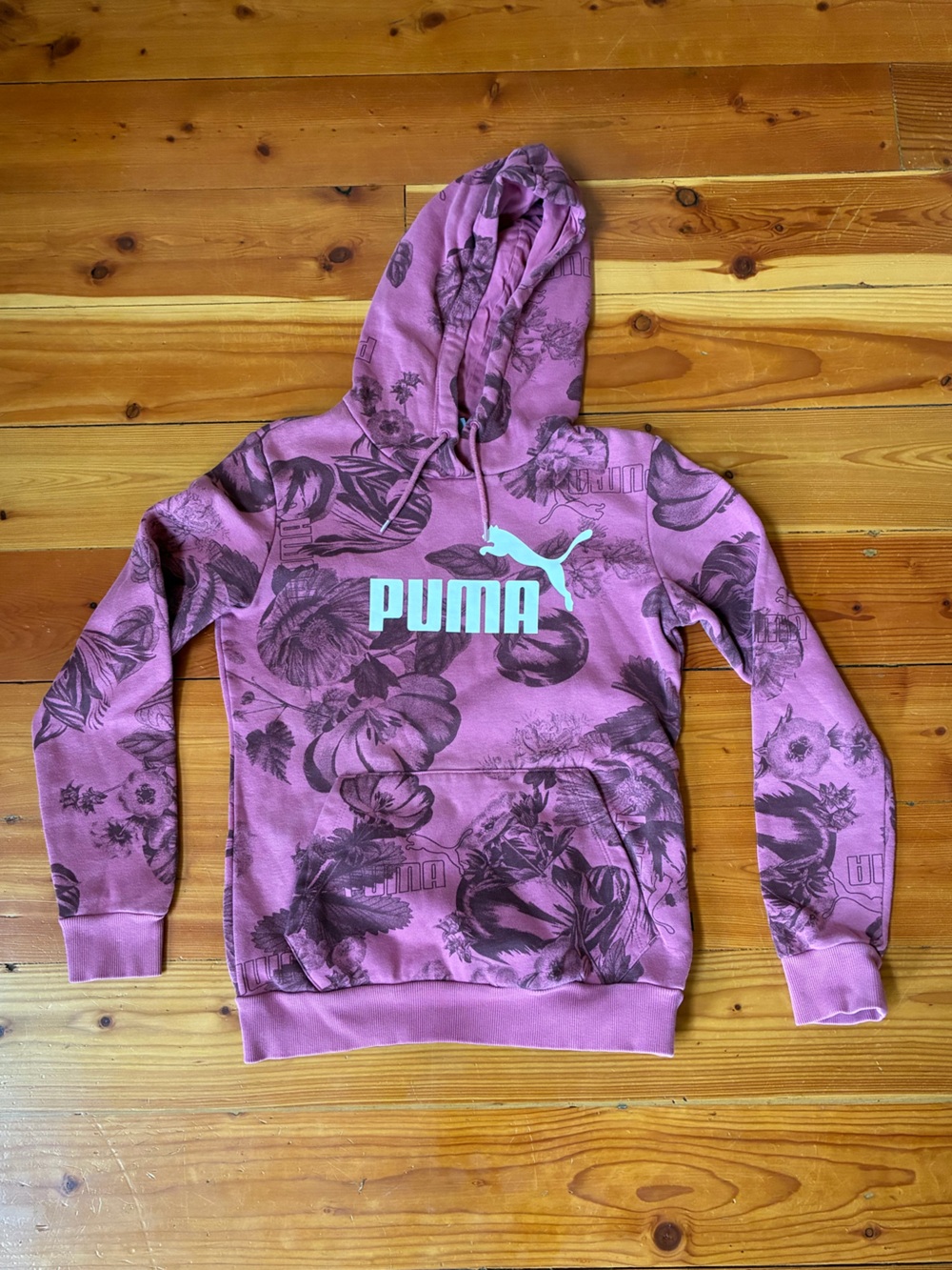 PUMA Floral Print Hoodie in Dusty Pink